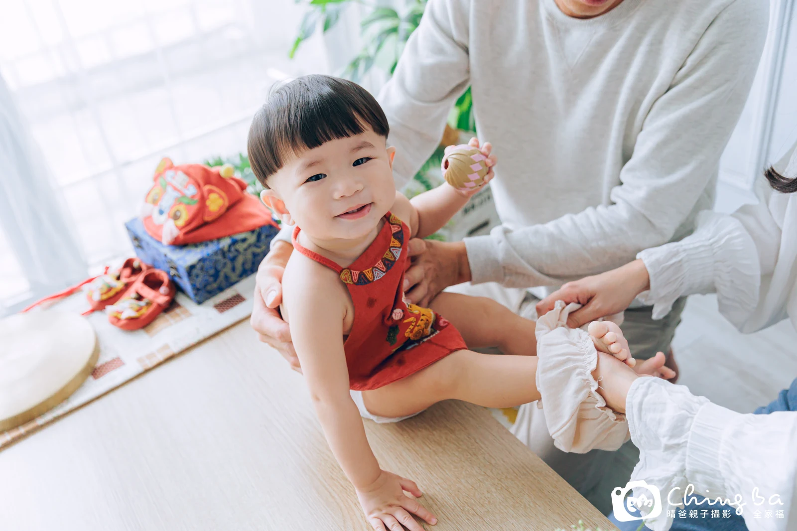 蛋捲的台中小家庭抓周拍攝現場