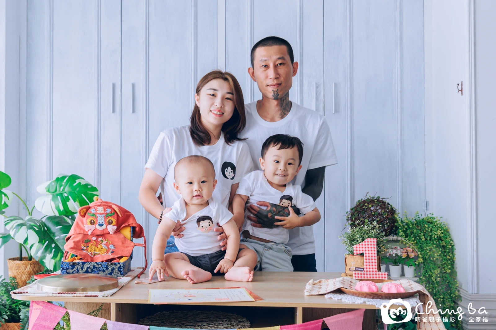承的台中小家庭抓周拍攝現場