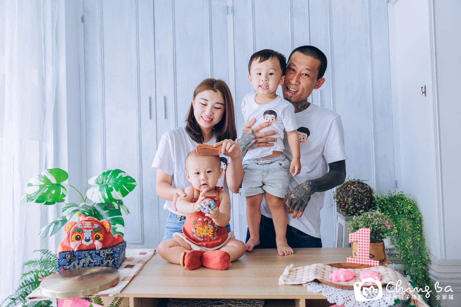 承的台中小家庭抓周拍攝現場