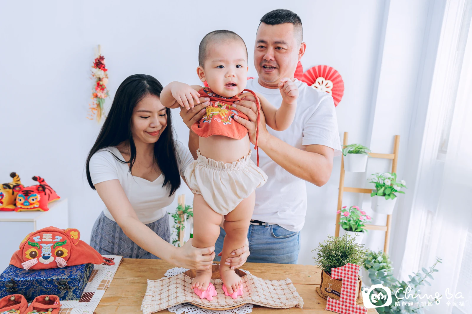 山的台中小家庭抓周拍攝現場