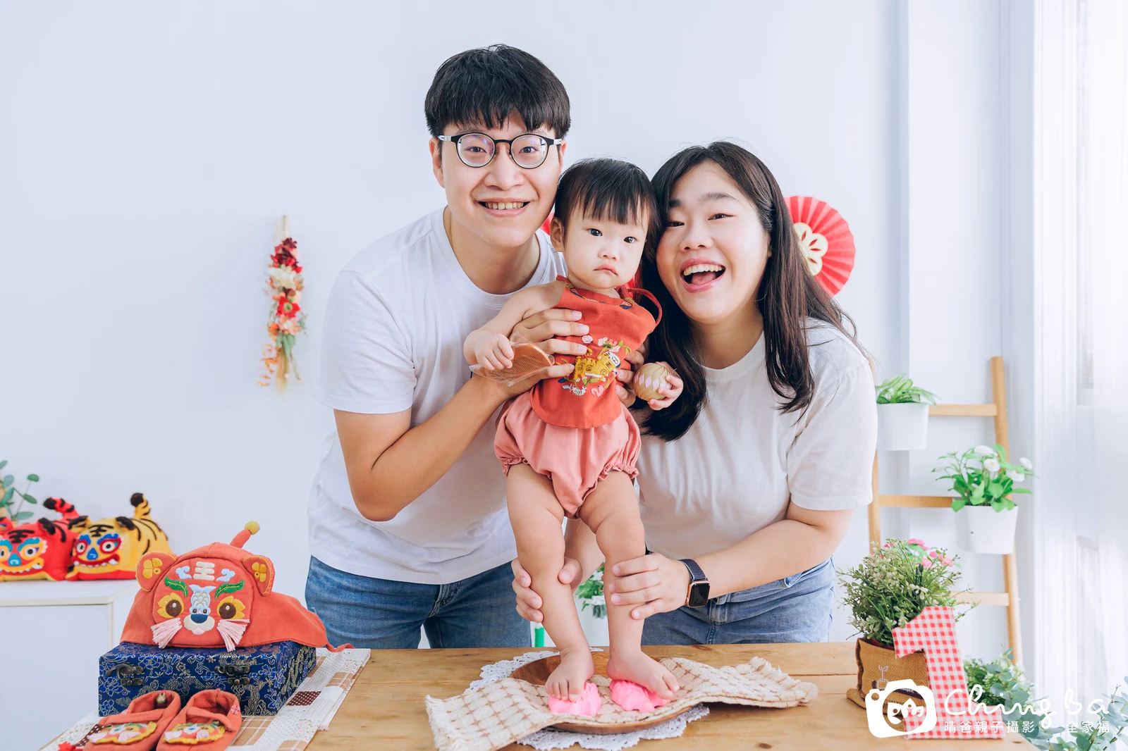 晴的台中小家庭抓周拍攝現場
